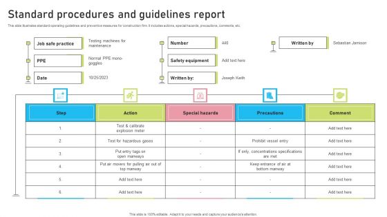 Standard Procedures And Guidelines Report Slides PDF