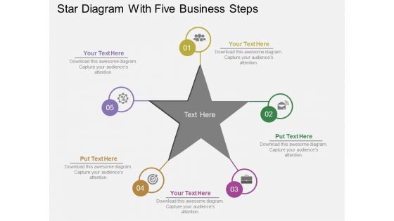 Star Diagram With Five Business Steps Powerpoint Templates