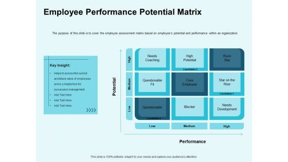 Star Performer Employee Performance Potential Matrix Ppt Slides Ideas PDF