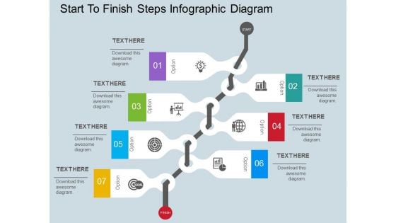 Start To Finish Steps Infographic Diagram Powerpoint Templates