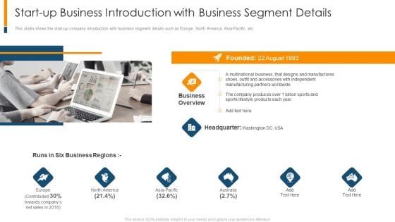 Start Up Business Introduction With Business Segment Details Ppt Styles Skills PDF