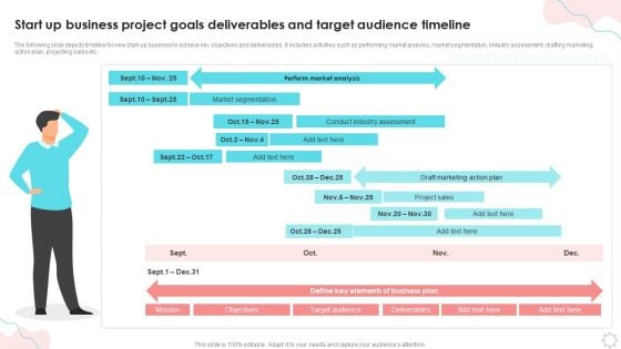 Start Up Business Project Goals Deliverables And Target Audience Timeline Ppt PowerPoint Presentation Inspiration Shapes PDF