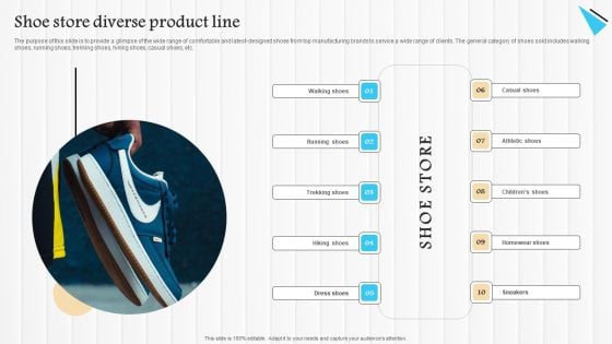 Start Up Summary For Shoe Business Shoe Store Diverse Product Line Structure PDF