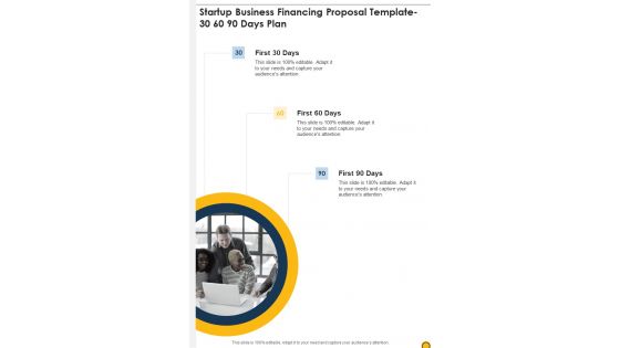Startup Business Financing Proposal Template 30 60 90 Days Plan One Pager Sample Example Document