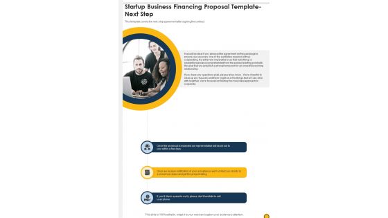 Startup Business Financing Proposal Template Next Step One Pager Sample Example Document Startup Business Financing Proposal Template Next Step One Pager Sample Example Document