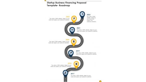 Startup Business Financing Proposal Template Roadmap One Pager Sample Example Document Startup Business Financing Proposal Template Roadmap One Pager Sample Example Document