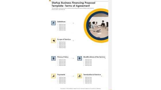 Startup Business Financing Proposal Template Terms Of Agreement One Pager Sample Example Document Startup Business Financing Proposal Template Terms Of Agreement One Pager Sample Example Document