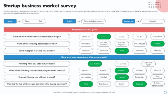 Startup Business Market Survey Survey SS