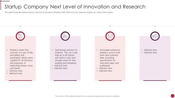 Startup Company Next Level Of Innovation And Research Start Up Master Plan Information PDF