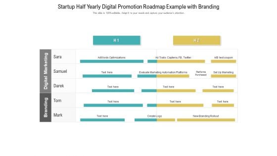 Startup Half Yearly Digital Promotion Roadmap Example With Branding Infographics