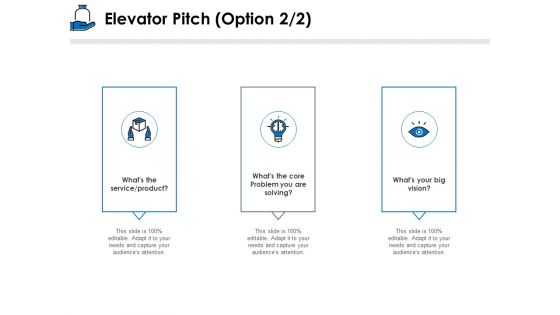 Startup Investment Ideas Elevator Pitch Option Ppt Inspiration Graphics PDF