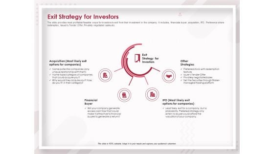 Startup Pitch To Raise Capital From Crowdfunding Exit Strategy For Investors Elements PDF