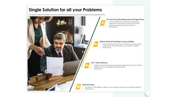 Startup Presentation For Collaborative Capital Funding Single Solution For All Your Problems Ppt Layouts Styles PDF