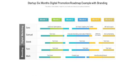 Startup Six Months Digital Promotion Roadmap Example With Branding Template