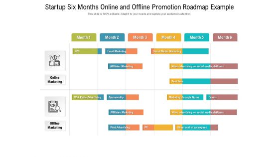 Startup Six Months Online And Offline Promotion Roadmap Example Sample