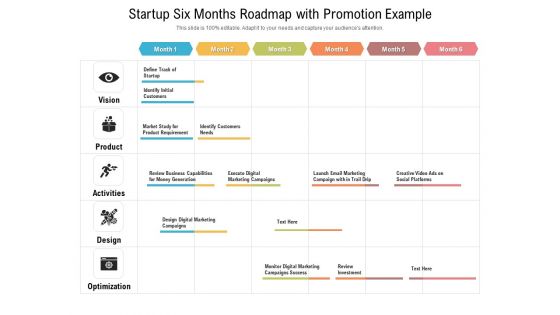 Startup Six Months Roadmap With Promotion Example Ideas