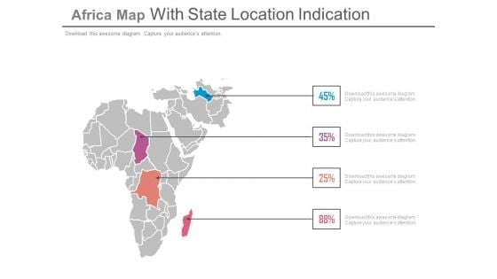 State Location On Africa Map With Percentage Data Powerpoint Slides