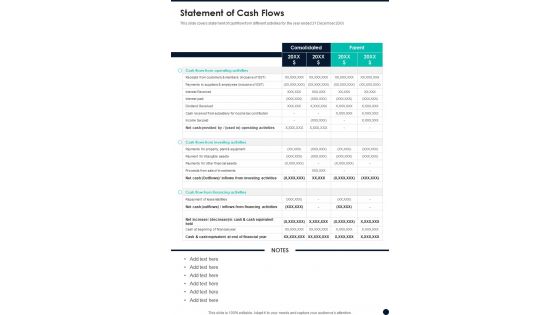 Statement Of Cash Flows Template 57 One Pager Documents Statement Of Cash Flows Template 57 One Pager Documents
