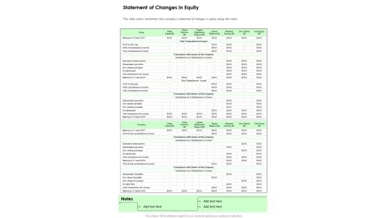 Statement Of Changes In Equity One Pager Documents Statement Of Changes In Equity One Pager Documents