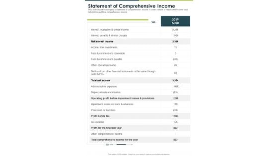 Statement Of Comprehensive Income One Pager Documents Statement Of Comprehensive Income One Pager Documents