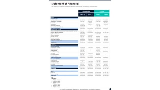 Statement Of Financial One Pager Documents Statement Of Financial One Pager Documents