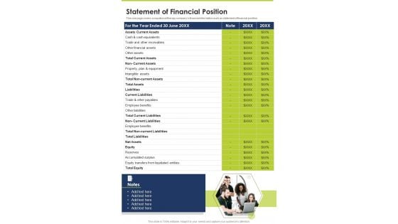 Statement Of Financial Position Template 38 One Pager Documents