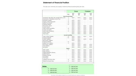 Statement Of Financial Position Template 7 One Pager Documents