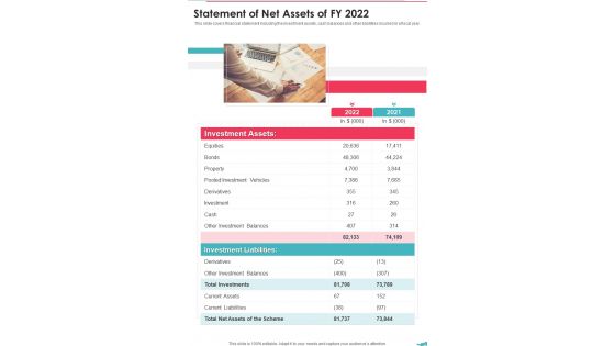 Statement Of Net Assets Of FY 2022 One Pager Documents