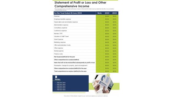 Statement Of Profit Or Loss And Other Comprehensive Income One Pager Documents