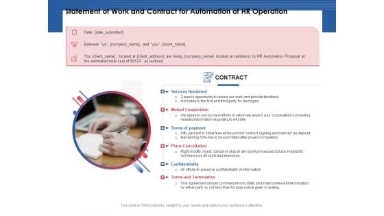 Statement Of Work And Contract For Automation Of HR Operation Ppt PowerPoint Presentation Layouts Structure PDF