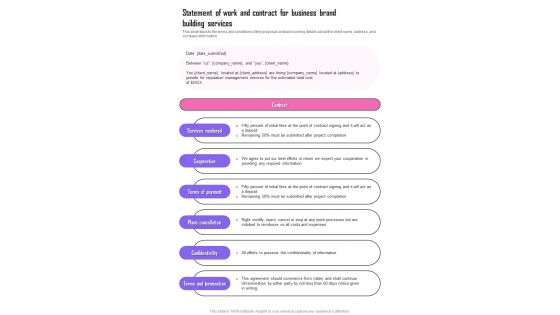 Statement Of Work And Contract For Business Brand Building Services One Pager Sample Example Document Statement Of Work And Contract For Business Brand Building Services One Pager Sample Example Document