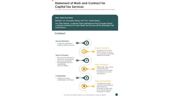 Statement Of Work And Contract For Capital Tax Services One Pager Sample Example Document