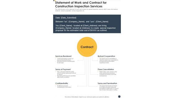 Statement Of Work And Contract For Construction Inspection Services One Pager Sample Example Document Statement Of Work And Contract For Construction Inspection Services One Pager Sample Example Document
