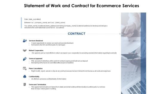 Statement Of Work And Contract For Ecommerce Services Ppt PowerPoint Presentation Model Brochure