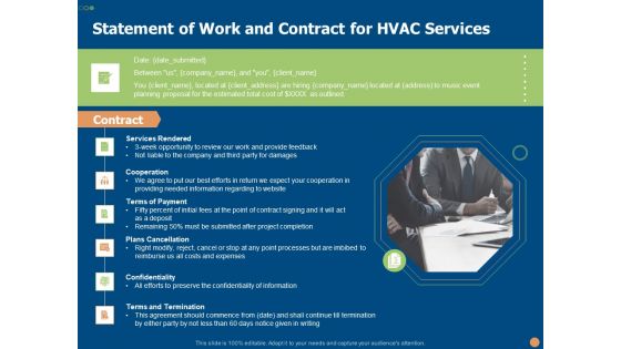 Statement Of Work And Contract For HVAC Services Ppt PowerPoint Presentation Infographic Template Gallery PDF