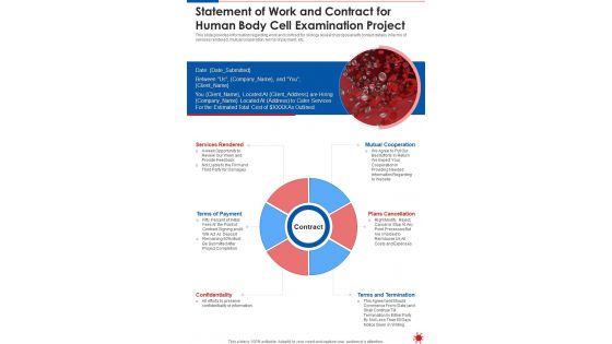 Statement Of Work And Contract For Human Body Cell Examination Project One Pager Sample Example Document Statement Of Work And Contract For Human Body Cell Examination Project One Pager Sample Example Document