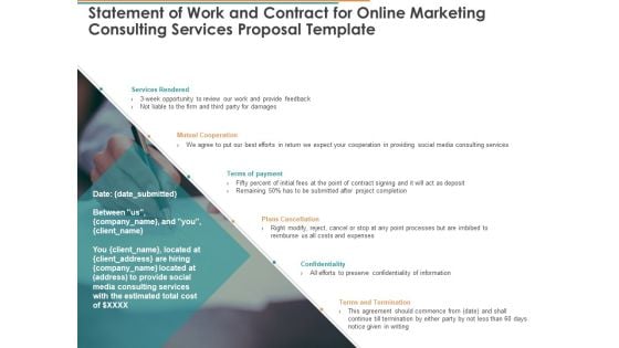 Statement Of Work And Contract For Online Marketing Consulting Services Proposal Template Ppt Infographics Templates PDF