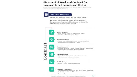 Statement Of Work And Contract For Proposal To Sell Commercial Flights One Pager Sample Example Document Statement Of Work And Contract For Proposal To Sell Commercial Flights One Pager Sample Example Document