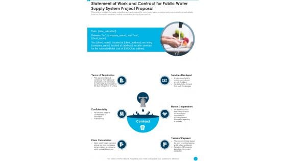 Statement Of Work And Contract For Public Water Supply System Project Proposal One Pager Sample Example Document