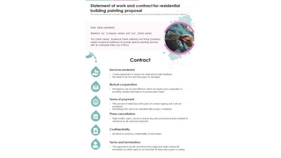Statement Of Work And Contract For Residential Building Painting One Pager Sample Example Document Statement Of Work And Contract For Residential Building Painting One Pager Sample Example Document
