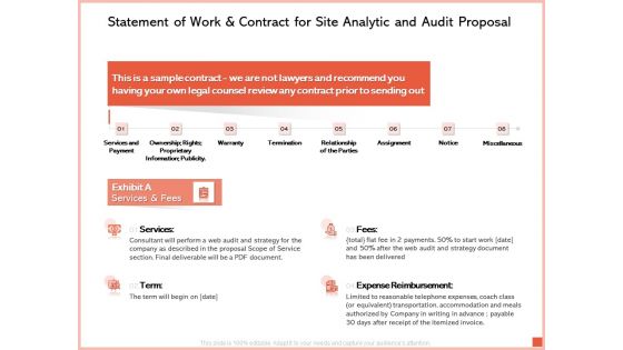 Statement Of Work And Contract For Site Analytic And Audit Proposal Ppt Professional Diagrams PDF