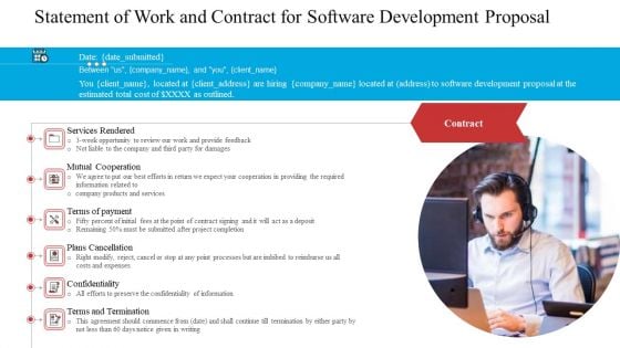 Statement Of Work And Contract For Software Development Proposal Ppt Infographic Template Graphic Images PDF