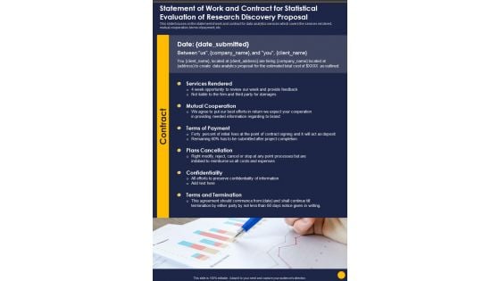 Statement Of Work And Contract For Statistical Evaluation Of Research Discovery One Pager Sample Example Document Statement Of Work And Contract For Statistical Evaluation Of Research Discovery One Pager Sample Example Document