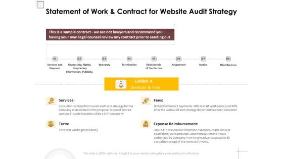 Statement Of Work And Contract For Website Audit Strategy Ppt PowerPoint Presentation File Clipart PDF Statement Of Work And Contract For Website Audit Strategy Ppt PowerPoint Presentation File Clipart PDF