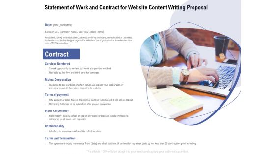 Statement Of Work And Contract For Website Content Writing Proposal Ppt Infographics Tips PDF