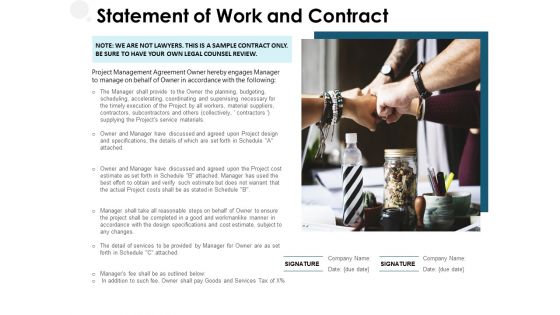 Statement Of Work And Contract Ppt PowerPoint Presentation Model Background Designs