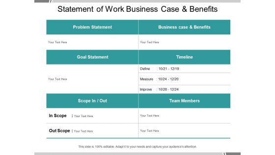 Statement Of Work Business Case And Benefits Ppt PowerPoint Presentation Professional Introduction