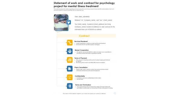 Statement Of Work Psychology Project For Mental Illness Treatment One Pager Sample Example Document