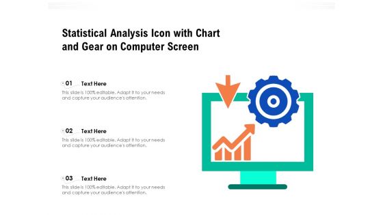 Statistical Analysis Icon With Chart And Gear On Computer Screen Ppt PowerPoint Presentation File Grid PDF