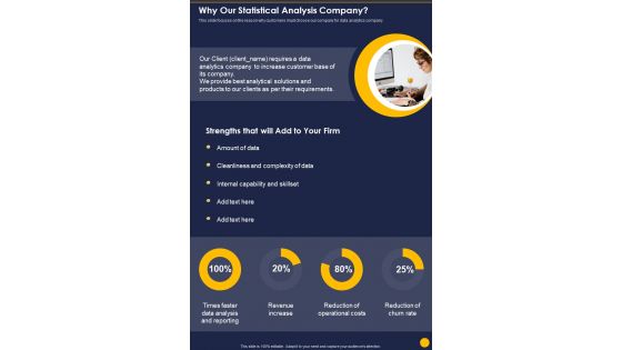 Statistical Evaluation Of Research Discovery Why Our Statistical Analysis Company One Pager Sample Example Document Statistical Evaluation Of Research Discovery Why Our Statistical Analysis Company One Pager Sample Example Document